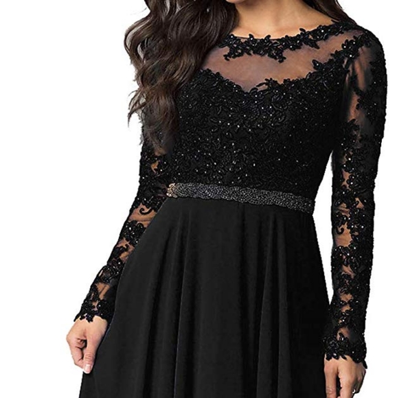 Aofur Dresses & Skirts - Large lace chiffon black dress nwt